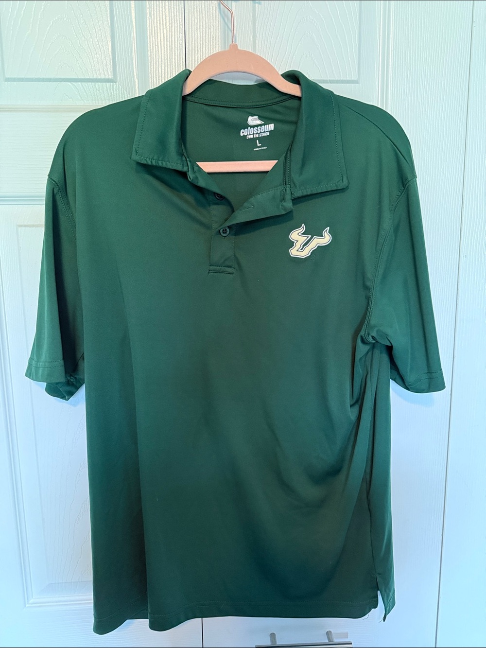 Colosseum Men’s Dark Green Polo with Embroidered Bull Logo